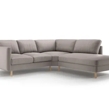 Coltar stanga 4 locuri, Eden, Micadoni, 267x234x90 cm, catifea, gri beton imagine