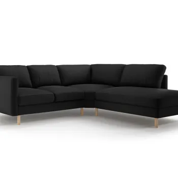 Coltar stanga 4 locuri, Eden, Micadoni, 267x234x90 cm, catifea, negru imagine