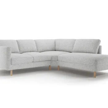 Coltar stanga 4 locuri, Eden, Micadoni, 267x234x90 cm, tesatura structurata, gri deschis melanj imagine