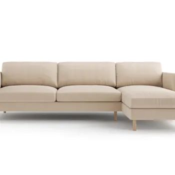 Coltar stanga 4 locuri, Eden, Micadoni, 286x150x90 cm, catifea, bej nude imagine