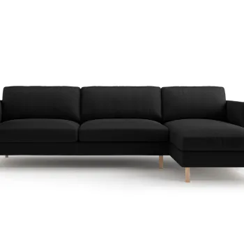 Coltar stanga 4 locuri, Eden, Micadoni, 286x150x90 cm, catifea, negru imagine