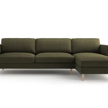 Coltar stanga 4 locuri, Eden, Micadoni, 286x150x90 cm, catifea, verde muschi melanj imagine