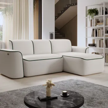 Coltar stanga 4 locuri ELTAP, Ume, 287x190x88 cm, lemn/poliester, alb/verde imagine