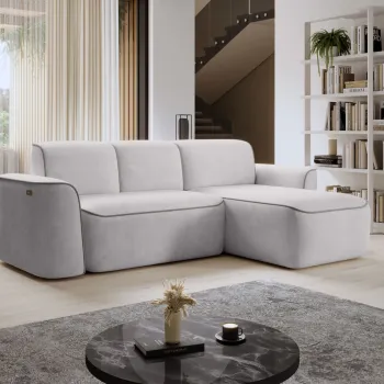 Coltar stanga 4 locuri ELTAP, Ume, 287x190x88 cm, lemn/poliester, gri deschis/gri imagine