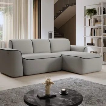 Coltar stanga 4 locuri ELTAP, Ume, 287x190x88 cm, lemn/poliester, gri/gri inchis imagine