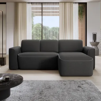 Coltar stanga 4 locuri ELTAP, Ume, 287x190x88 cm, lemn/poliester, gri inchis/gri imagine