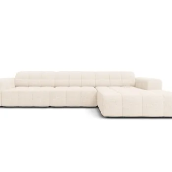 Coltar stanga 4 locuri, Jennifer-140, Micadoni Home, 284x166x70 cm, tesatura chenille din poliester, bej deschis imagine