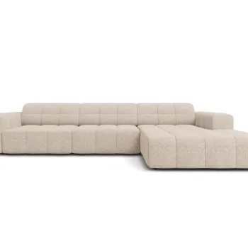 Coltar stanga 4 locuri, Jennifer-140, Micadoni Home, 284x166x70 cm, tesatura chenille din poliester, bej imagine