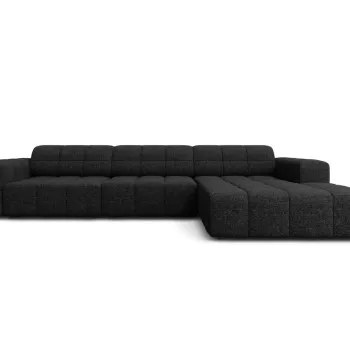 Coltar stanga 4 locuri, Jennifer-140, Micadoni Home, 284x166x70 cm, tesatura chenille din poliester, negru imagine