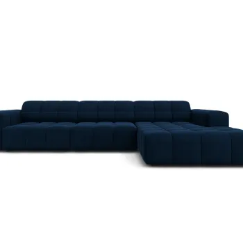 Coltar stanga 4 locuri, Jennifer-51, Micadoni Home, 284x166x70 cm, catifea, albastru regal imagine