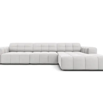 Coltar stanga 4 locuri, Jennifer-51, Micadoni Home, 284x166x70 cm, catifea, argintiu imagine