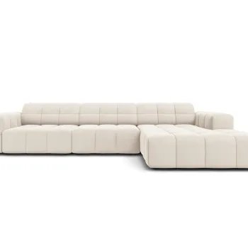 Coltar stanga 4 locuri, Jennifer-51, Micadoni Home, 284x166x70 cm, catifea, bej deschis imagine