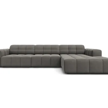 Coltar stanga 4 locuri, Jennifer-51, Micadoni Home, 284x166x70 cm, catifea, gri deschis imagine