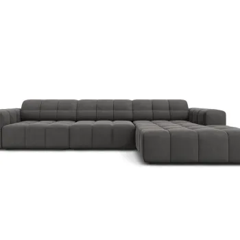 Coltar stanga 4 locuri, Jennifer-51, Micadoni Home, 284x166x70 cm, catifea, gri imagine