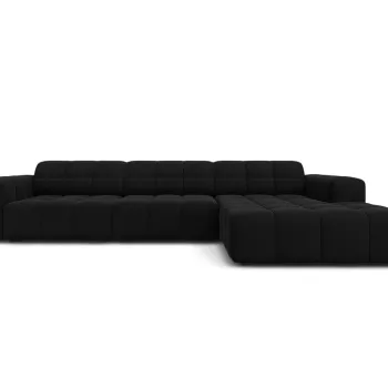 Coltar stanga 4 locuri, Jennifer-51, Micadoni Home, 284x166x70 cm, catifea, negru imagine