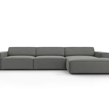 Coltar stanga 4 locuri, Jodie, Micadoni Home, BL, 284x166x70 cm, catifea, gri deschis imagine