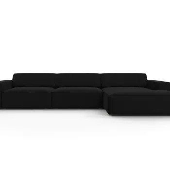 Coltar stanga 4 locuri, Jodie, Micadoni Home, BL, 284x166x70 cm, catifea, negru imagine