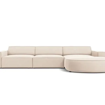 Coltar stanga 4 locuri, Jodie, Micadoni Home, BL, forma rotunjita, 284x166x70 cm, catifea, bej deschis imagine