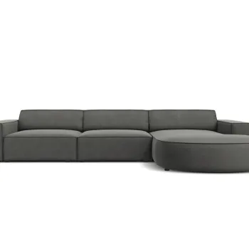 Coltar stanga 4 locuri, Jodie, Micadoni Home, BL, forma rotunjita, 284x166x70 cm, catifea, gri deschis imagine