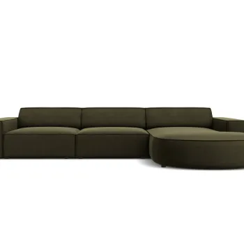 Coltar stanga 4 locuri, Jodie, Micadoni Home, BL, forma rotunjita, 284x166x70 cm, catifea, verde imagine