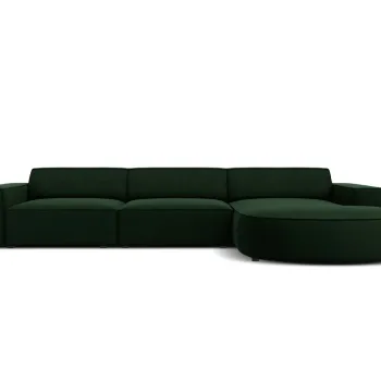 Coltar stanga 4 locuri, Jodie, Micadoni Home, BL, forma rotunjita, 284x166x70 cm, catifea, verde bottle imagine