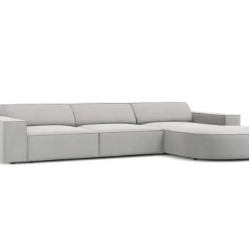 Coltar stanga 4 locuri, Jodie, Micadoni Home, BL, forma rotunjita, 284x166x70 cm, poliester, gri deschis imagine