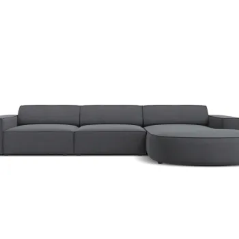 Coltar stanga 4 locuri, Jodie, Micadoni Home, BL, forma rotunjita, 284x166x70 cm, poliester, gri inchis imagine