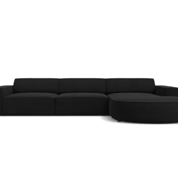 Coltar stanga 4 locuri, Jodie, Micadoni Home, BL, forma rotunjita, 284x166x70 cm, poliester, negru imagine