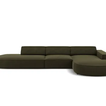 Coltar stanga 4 locuri, Jodie, Micadoni Home, BL, forma rotunjita, 342x166x70 cm, catifea, verde imagine