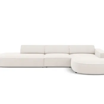 Coltar stanga 4 locuri, Jodie, Micadoni Home, BL, forma rotunjita, 342x166x70 cm, poliester, bej deschis imagine