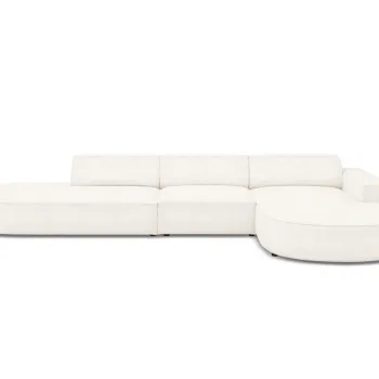 Coltar stanga 4 locuri, Jodie, Micadoni Home, BL, forma rotunjita, 342x166x70 cm, poliester Boucle, bej imagine