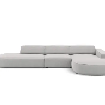 Coltar stanga 4 locuri, Jodie, Micadoni Home, BL, forma rotunjita, 342x166x70 cm, poliester, gri deschis imagine