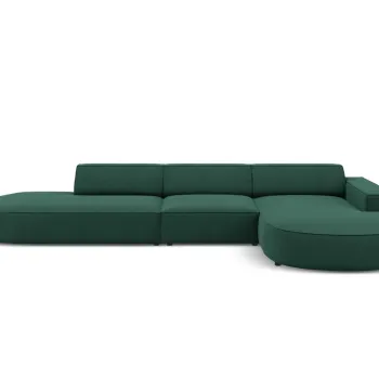 Coltar stanga 4 locuri, Jodie, Micadoni Home, BL, forma rotunjita, 342x166x70 cm, poliester, verde imagine