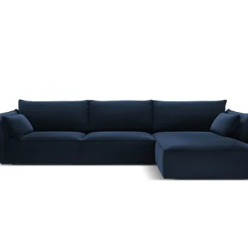 Coltar stanga 4 locuri, Kaelle, Micadoni Home, BL, 308x171x85 cm, catifea, albastru regal imagine