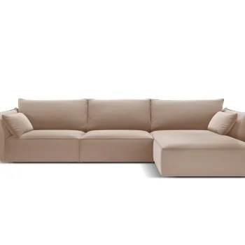 Coltar stanga 4 locuri, Kaelle, Micadoni Home, BL, 308x171x85 cm, catifea, bej imagine