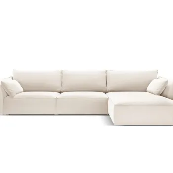 Coltar stanga 4 locuri, Kaelle, Micadoni Home, BL, 308x171x85 cm, catifea, bej deschis imagine