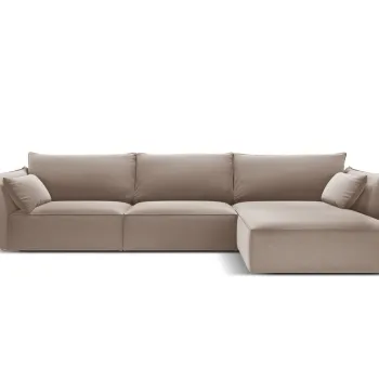 Coltar stanga 4 locuri, Kaelle, Micadoni Home, BL, 308x171x85 cm, catifea, cappuccino imagine