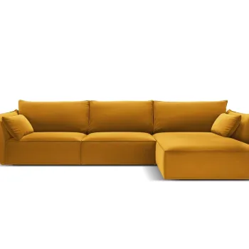 Coltar stanga 4 locuri, Kaelle, Micadoni Home, BL, 308x171x85 cm, catifea, galben imagine