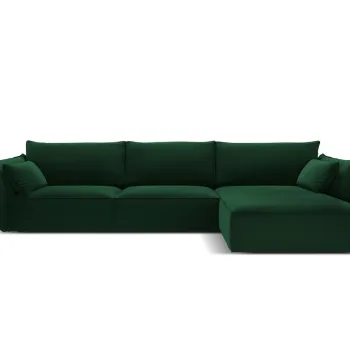 Coltar stanga 4 locuri, Kaelle, Micadoni Home, BL, 308x171x85 cm, catifea, verde bottle imagine