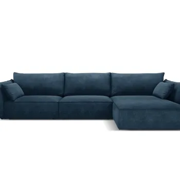 Coltar stanga 4 locuri, Kaelle, Micadoni Home, BL, 308x171x85 cm, poliester chenille, albastru regal imagine