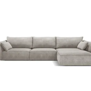 Coltar stanga 4 locuri, Kaelle, Micadoni Home, BL, 308x171x85 cm, poliester chenille, gri deschis imagine