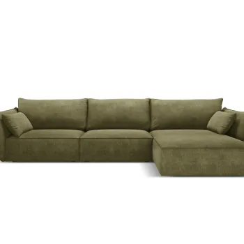 Coltar stanga 4 locuri, Kaelle, Micadoni Home, BL, 308x171x85 cm, poliester chenille, verde imagine