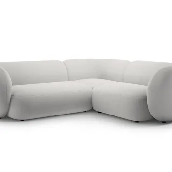 Coltar stanga 4 locuri, Kate, Micadoni, 252x220x76 cm, catifea, gri deschis imagine