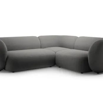 Coltar stanga 4 locuri, Kate, Micadoni, 252x220x76 cm, catifea, gri inchis imagine