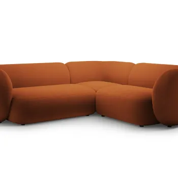 Coltar stanga 4 locuri, Kate, Micadoni, 252x220x76 cm, catifea, teracota imagine