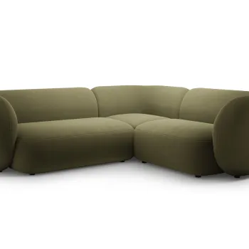 Coltar stanga 4 locuri, Kate, Micadoni, 252x220x76 cm, catifea, verde imagine