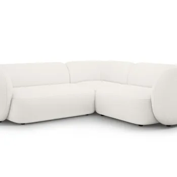 Coltar stanga 4 locuri, Kate, Micadoni, 252x220x76 cm, tesatura boucle, alb imagine