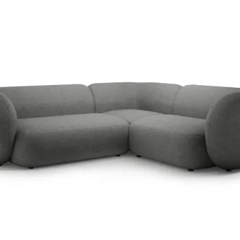 Coltar stanga 4 locuri, Kate, Micadoni, 252x220x76 cm, tesatura boucle, gri inchis imagine