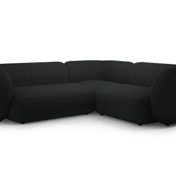 Coltar stanga 4 locuri, Kate, Micadoni, 252x220x76 cm, tesatura boucle, negru imagine