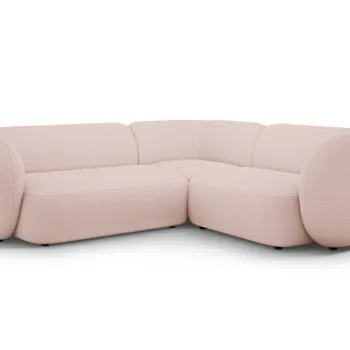 Coltar stanga 4 locuri, Kate, Micadoni, 252x220x76 cm, tesatura boucle, roz pudra imagine